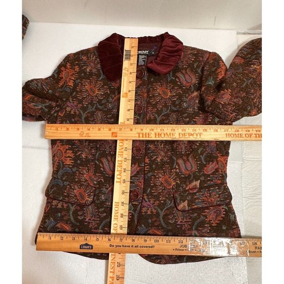 VINTAGE DKNY Coat Corduroy / Twit Multicolor Blazer Size 6 #1279 - Picture 11 of 14